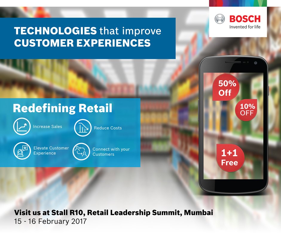 boschindia's tweet photo. #Bosch is 'Redefining Retail' through connected technologies. Visit us at Stall No. R10, Retail Leadership Summit, Mumbai, 15-16 Feb, '17. https://t.co/h4ABit5Mpd