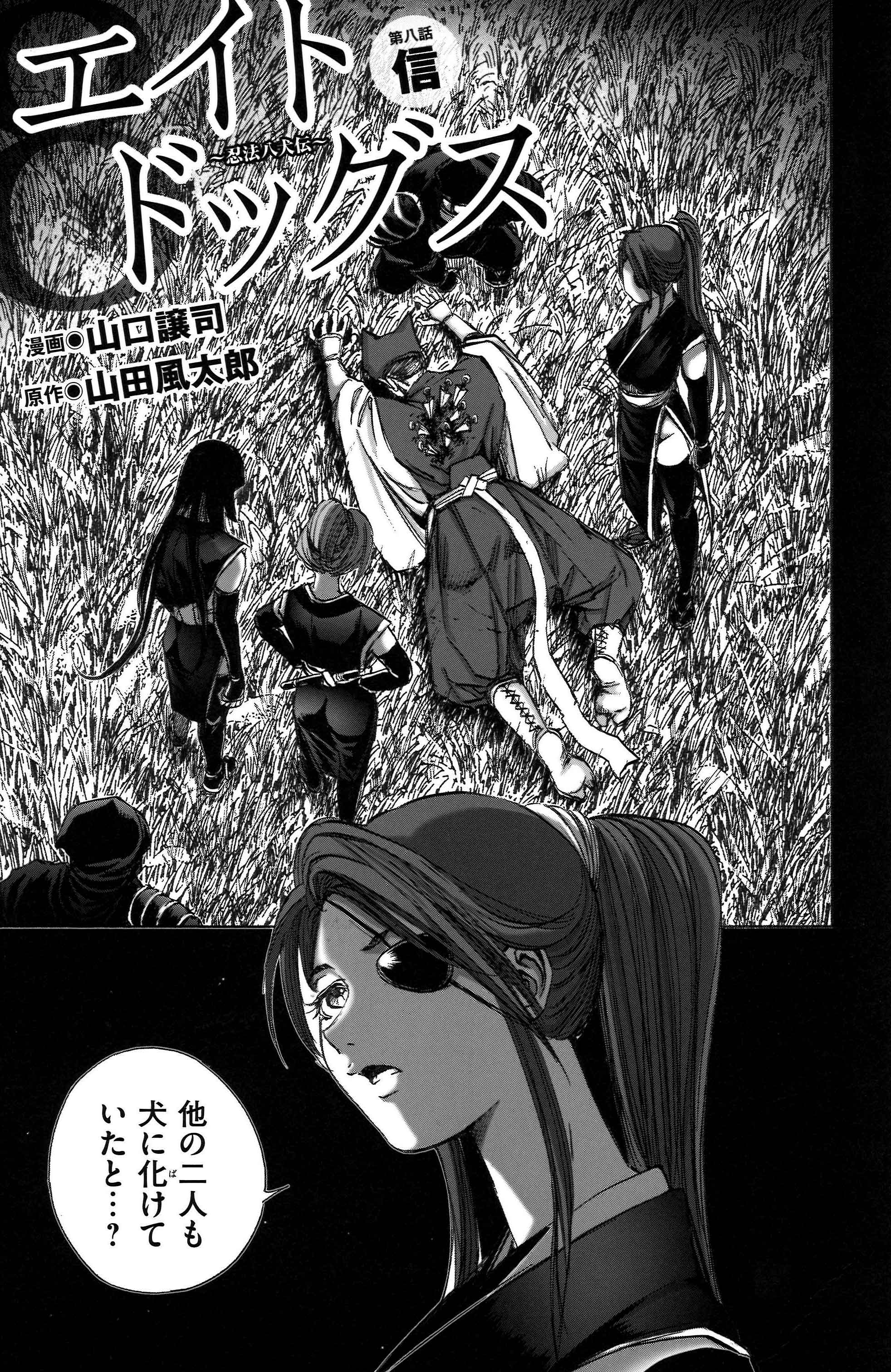 コミック乱ツインズ エイトドッグス 忍法八犬伝 漫画 山口譲司 原作 山田風太郎 道節の機転により なんとか危機を脱した村雨姫と信乃 しかし 二人は服部忍軍自慢の 外縛陣 から完全に 逃げ切ることはできずにいた そして いよいよ二人の