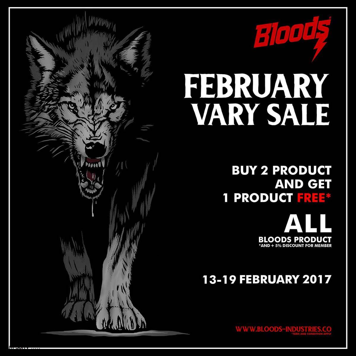 Bloods Vary Sale 2017
Beli 2 produk Bloods Industries dan dapatkan 1 Produk Secara GRATIS(*).
13-19  Februari 2017.

Selamat berbelanja!