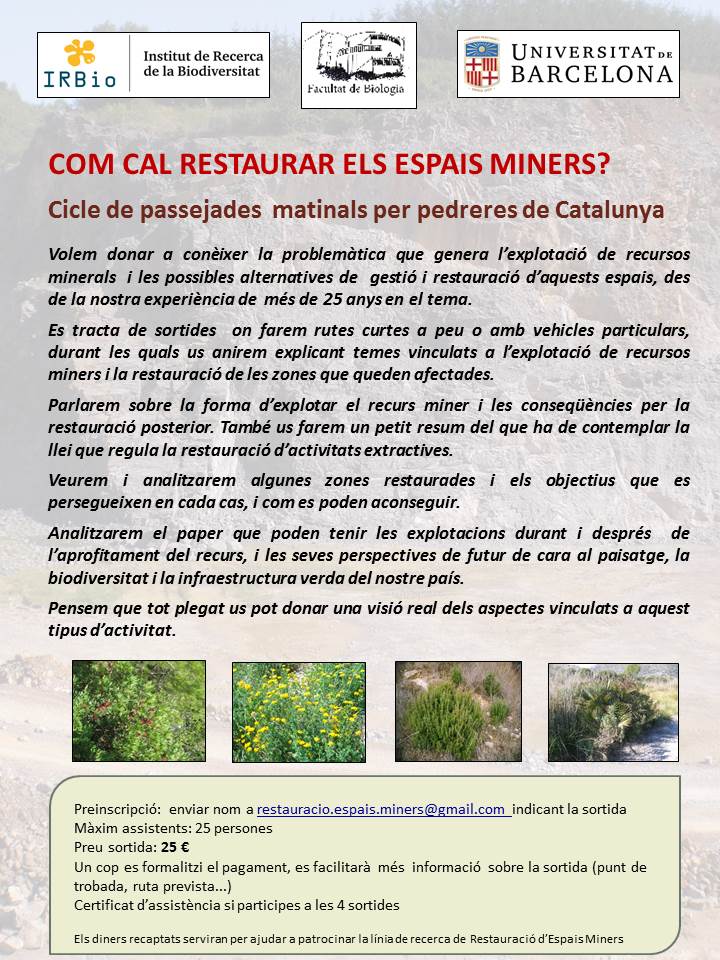 UBDivulga's tweet photo. Coneix l'impacte i la restauració dels espais miners amb les passejades per les pedreres de Catalunya #IRBIo https://t.co/8WQxhgML3T https://t.co/fkoX8nb5aG