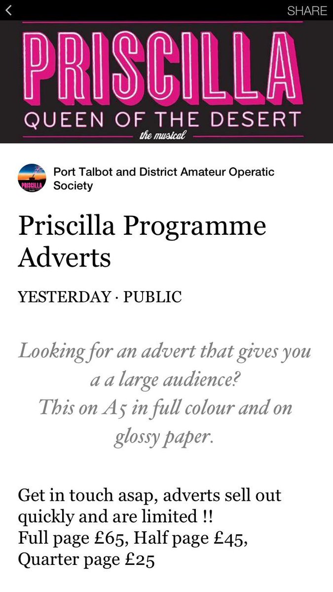 PriscillaPTAOS's tweet photo. @WOWCardiff - Advertising/Sponsorship now available for Welsh Amateur Premiere of #Priscilla DM for further info 💕🎭🎶👠💄💋💅🏻 https://t.co/hPnjEnmERF