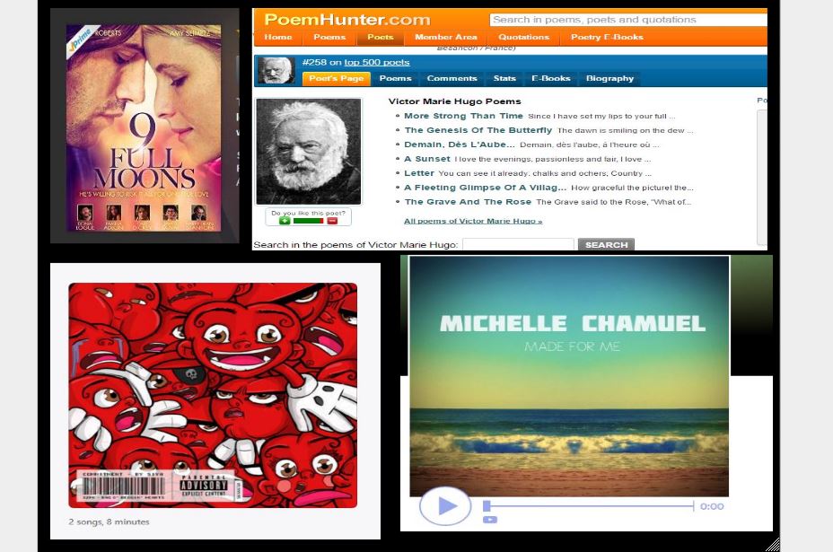 adajeancastle2's tweet photo. how this #introvert #hippie celebrates #ValentinesDay #music #movie #frenchpoetry #VictorHugo #MichelleChamuel ♫#Siya♫ #9fullmoons https://t.co/hvMOFS8pD3