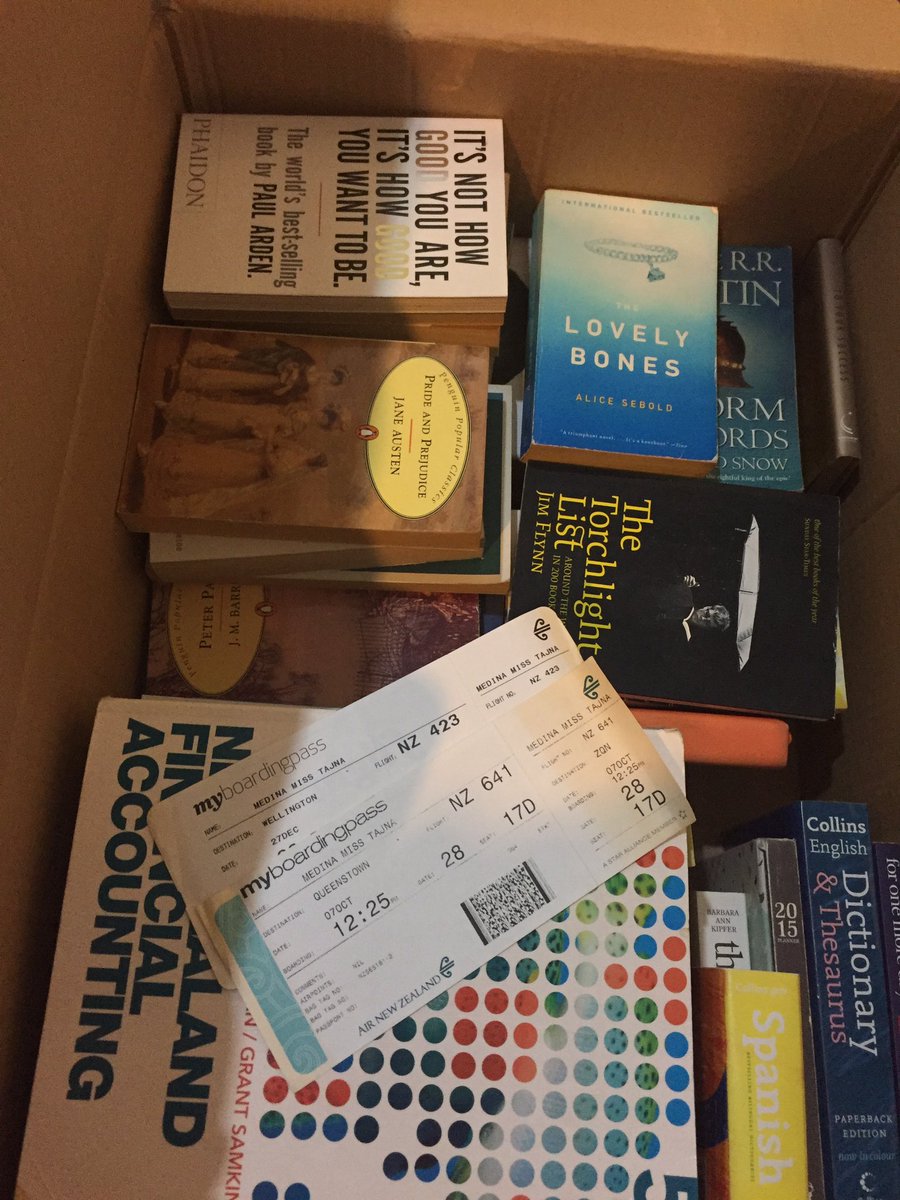 Playing Tetris with books 📚 Also found some old <a href="/FlyAirNZ/">Air New Zealand</a> boarding passes #OldSchool #movingchores #mondaymotiviation