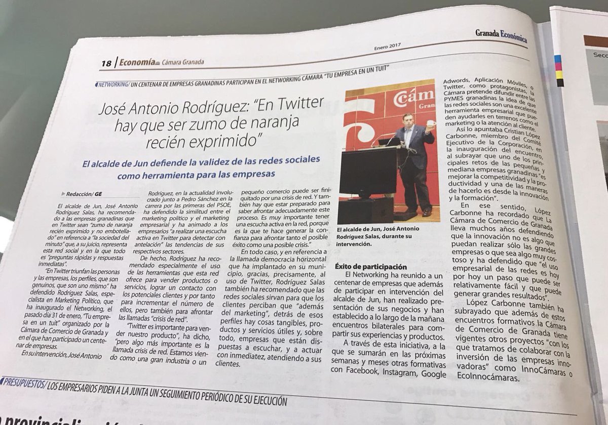 AyuntamientoJun's tweet photo. El @alcaldeJun defiende la validez de las redes sociales como herramienta de desarrollo para las empresas.
Hay que ser zumo de 🍊r. exprimido https://t.co/Bm7HZ5D5sf