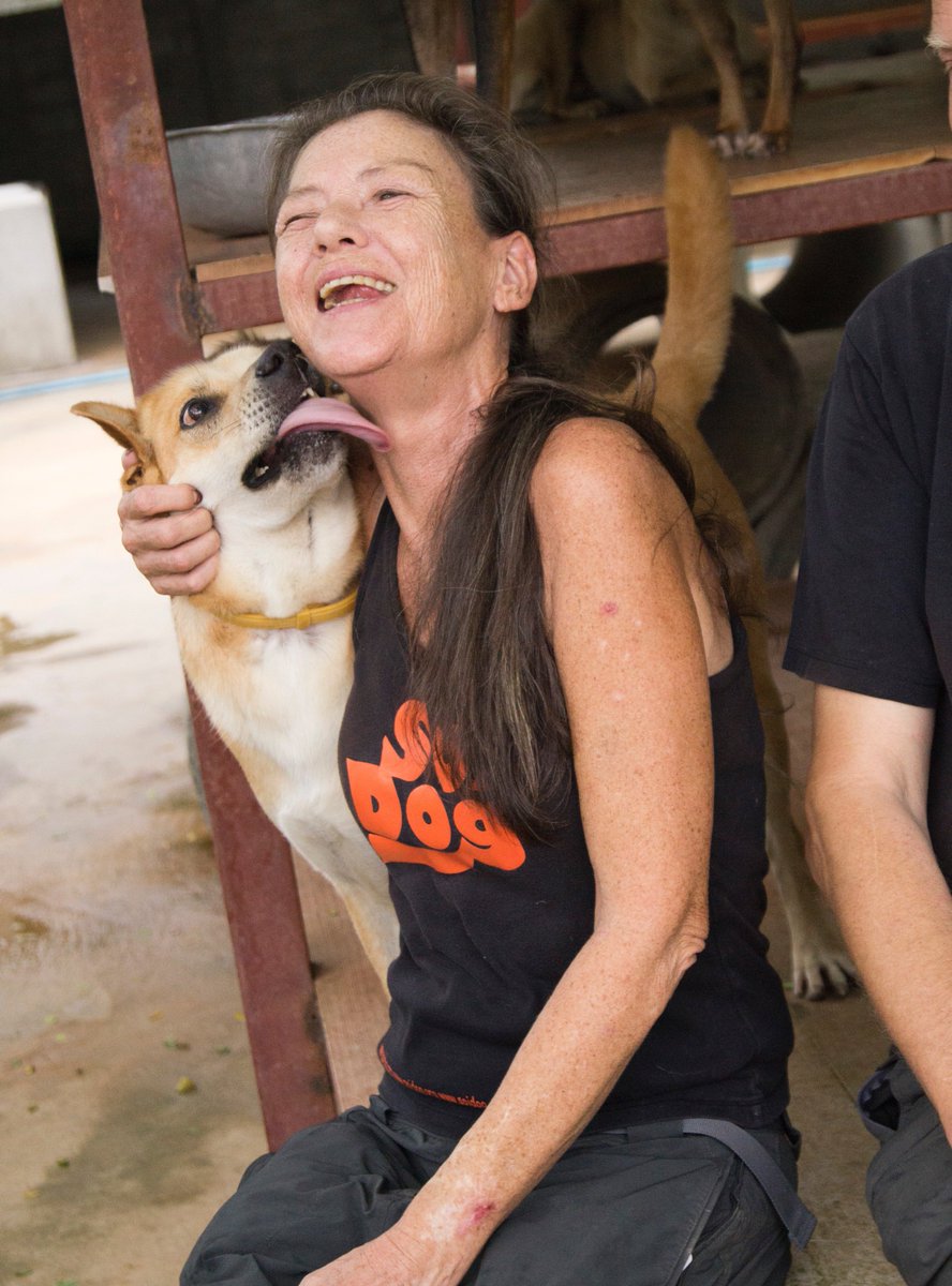 The courageous Gill Dalley died yesterday. A monumental presence fighting the #dogmeatrade condolences to John &amp; all at <a href="/SoiDogPhuket/">Soi Dog Foundation</a> :-(((