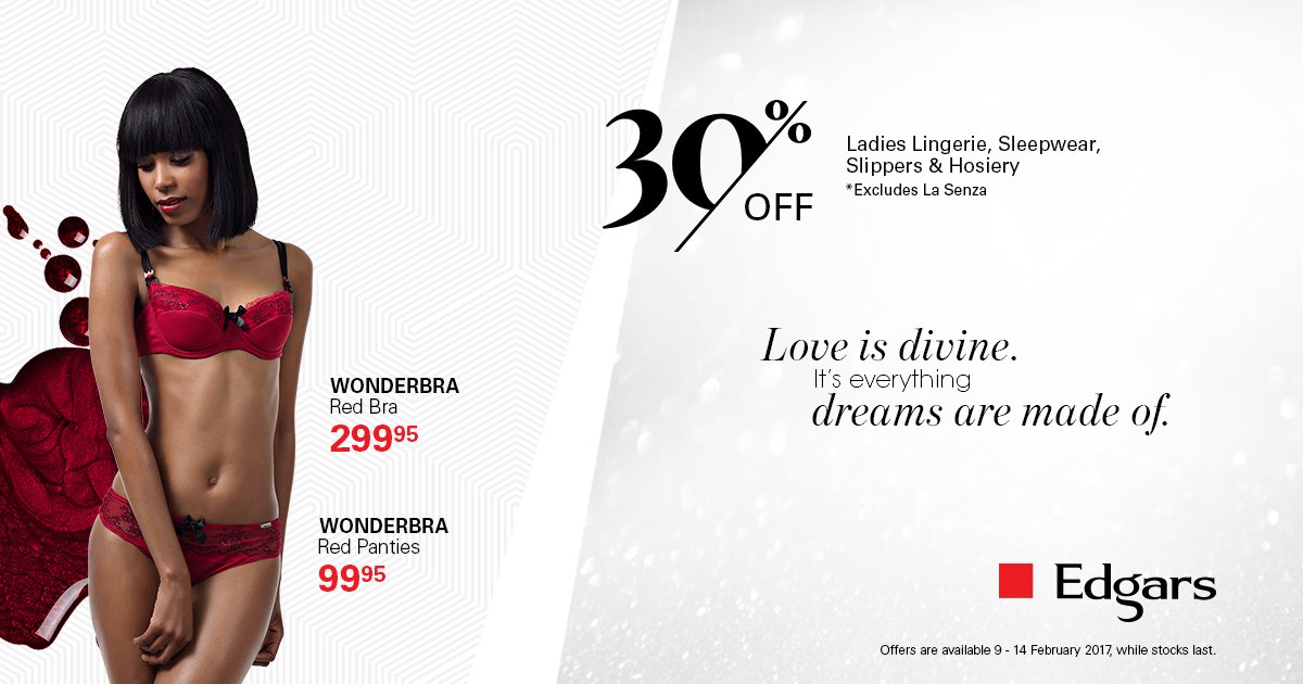 Edgars on X: Sexy & confident, that's what love is. Get to Edgars now for  30% off Wonderbra lingerie.    / X