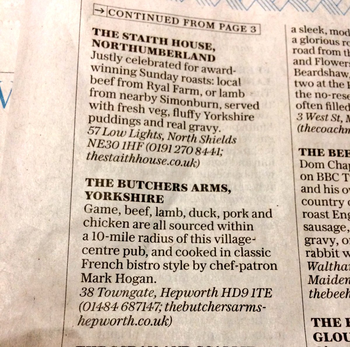 hepbutchers's tweet photo. In yesterday's @Telegraph alongside @Thestaithhouse #ingoodcompany @Top50Gastropubs #toppubs #SundayLunch https://t.co/dxmlgZouHa