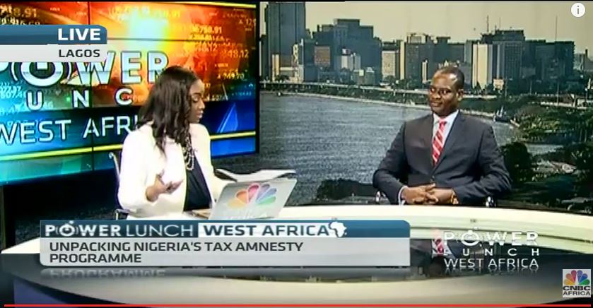 PwC_Nigeria's tweet photo. #HappeningNow: PwC's @taiwoyedele discusses the FG's #Tax Amnesty Programme on @cnbcafrica's #PowerLunchWA.  Click: https://t.co/x1Qzysztmz https://t.co/Z6M35XUM5o