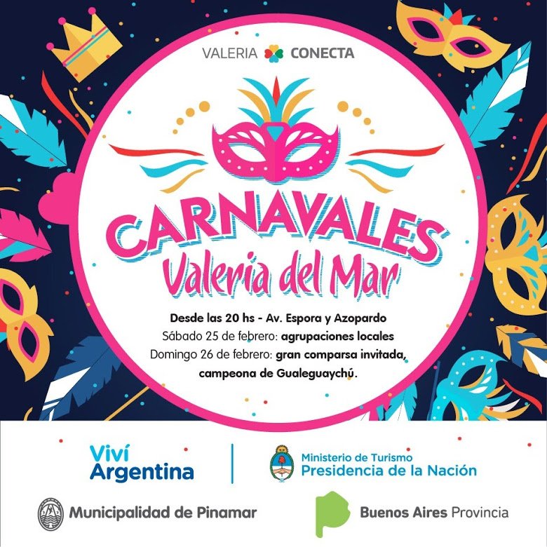 muni_pinamar's tweet photo. Valeria del Mar vuelve a tener sus #Carnavales y vos no te los podés perder! #ValeriaConecta #PinamarConecta https://t.co/kyGgZKSNh3
