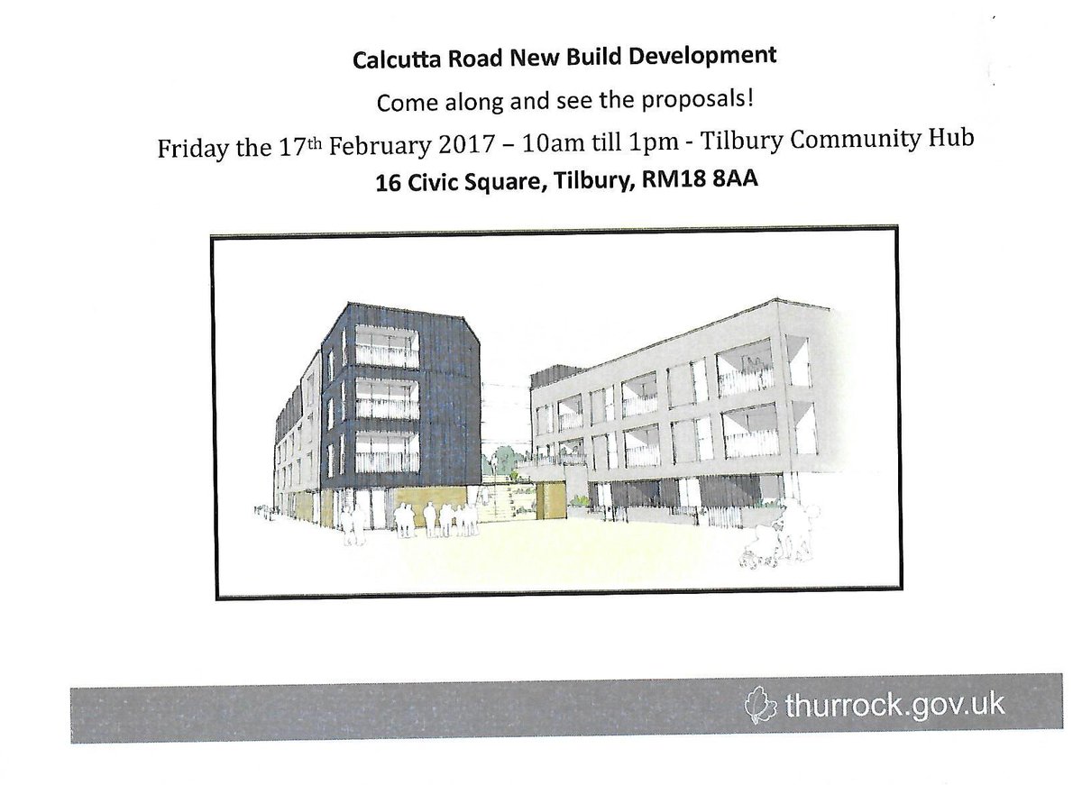 come and see the proposals for the Calcutta road new development build 
Friday 17th February  10 am - 1 pm
