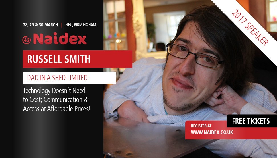 Excitedto announce that Russell Smith from <a href="/Dadinashed/">dadinashed</a> will be speaking at #Naidex43. Free tickets: bit.ly/2ktUBAc