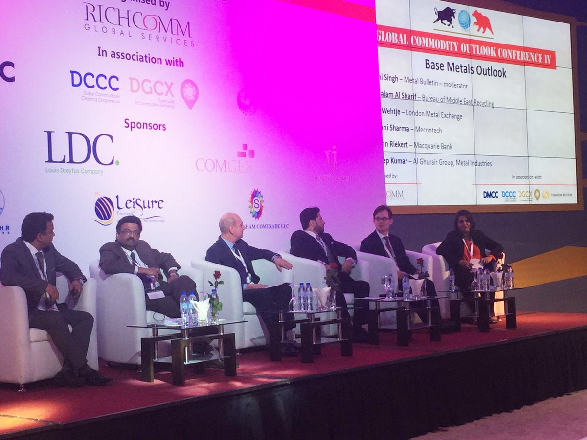LME_news's tweet photo. #LME's Oscar Wehtje and Alex Shaw speaking at #Richcomm Global Commodity Outlook Conference, Dubai, on #basemetals &amp; #precious metal markets https://t.co/IaSVprA3YS