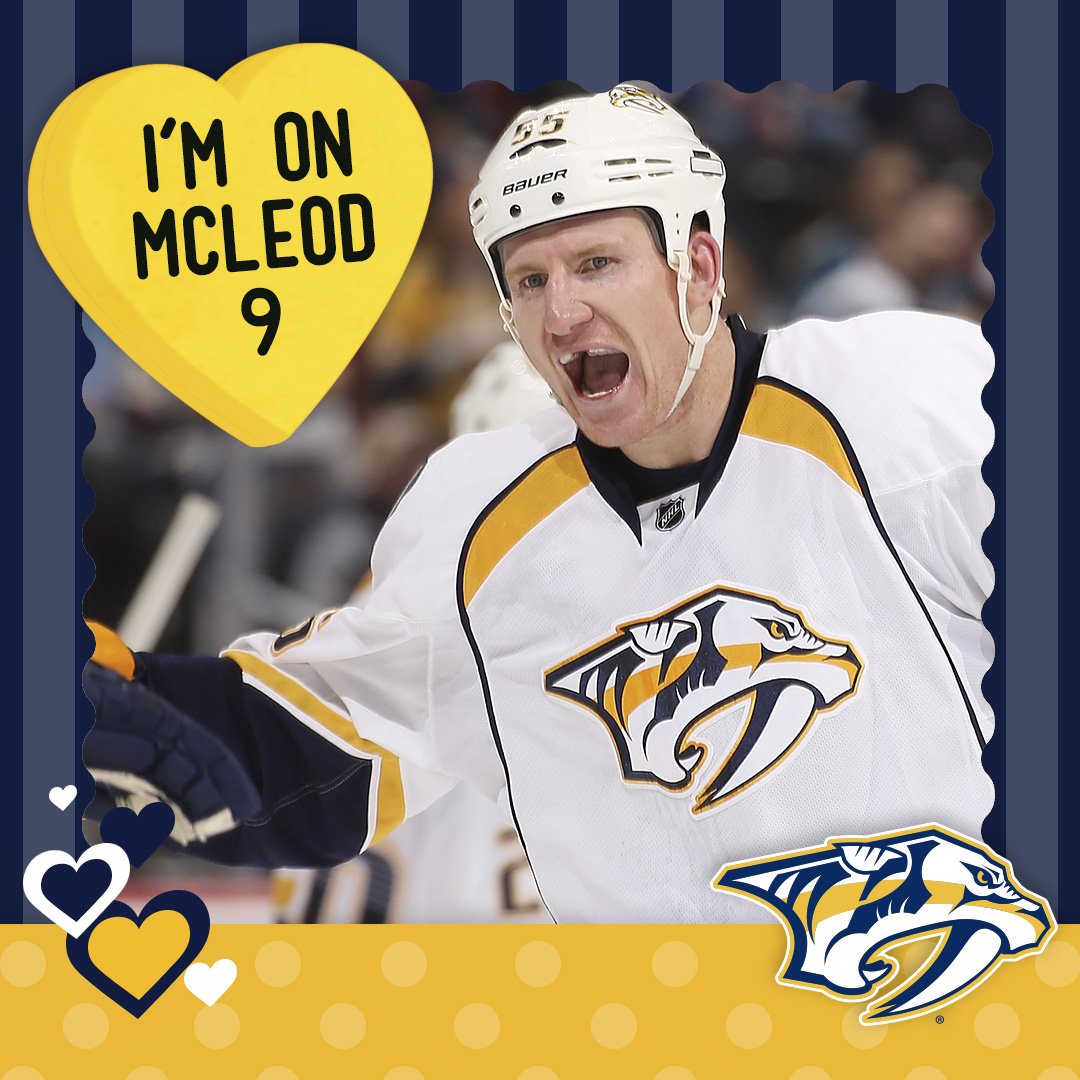 PredsNHL's tweet photo. I'm on McLeod 9 💛 #HockeyLuv - #Preds Valentines https://t.co/uqsX6JJ4kj