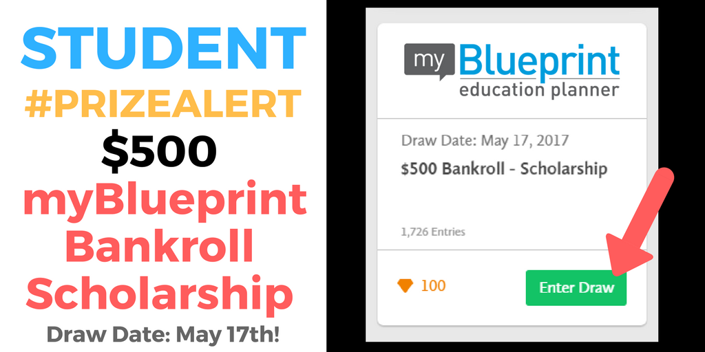myblueprint's tweet photo. Are you a Grade 12 student? Don't miss out on your chance to enter the $500 myBlueprint Bankroll Scholarship draw! #PrizeAlert https://t.co/vwg2Xfsbqa