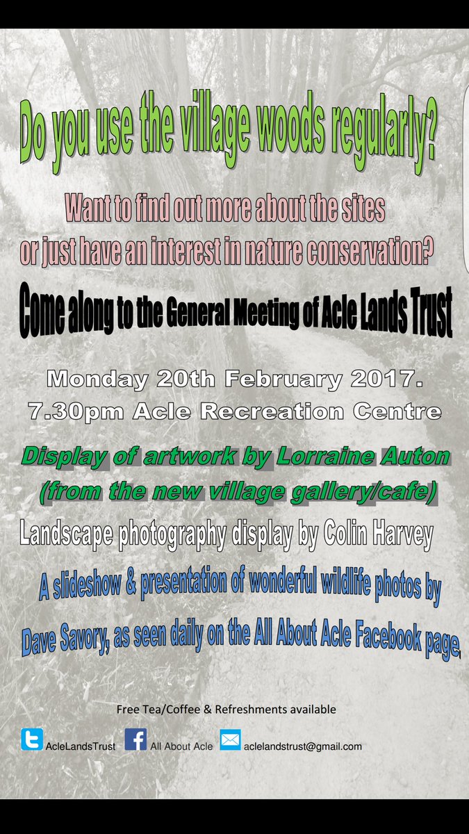 Want to find out more about Acle Lands Trust? Come along to the general meeting next week. Plenty of photos and displays to see.