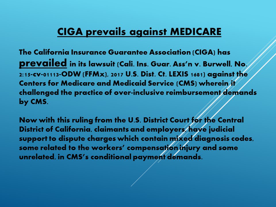 QuickReports4U's tweet photo. CIGA prevailed against CMS and that is great news for #WorkersCompensation #MSAwareness https://t.co/JSGxPdRoXW