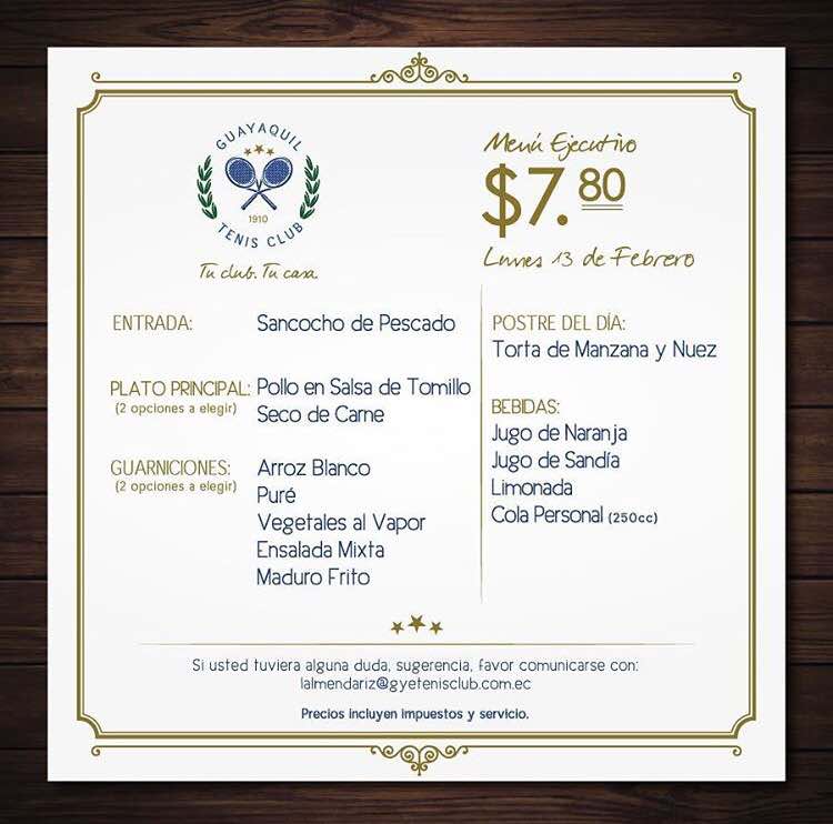 TenisClubSambo's tweet photo. Inicia de la mejor manera tu semana de labores disfrutando nuestra sugerencia de menú ejecutivo 🍴 #TuClubTuCasa https://t.co/KTTNXKK0fF
