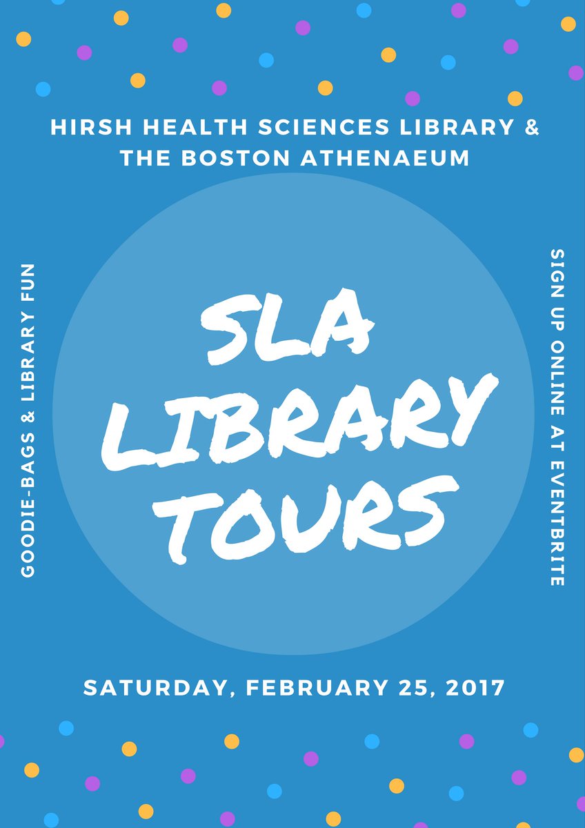 SLASimmons's tweet photo. Join us for a tour of Tufts Hirsch Library &amp; Boston Athenaeum!Spots are limited, sign up now! https://t.co/8g3JTTD6mT #therewillbegoodiebags https://t.co/vlBqgpCf0I