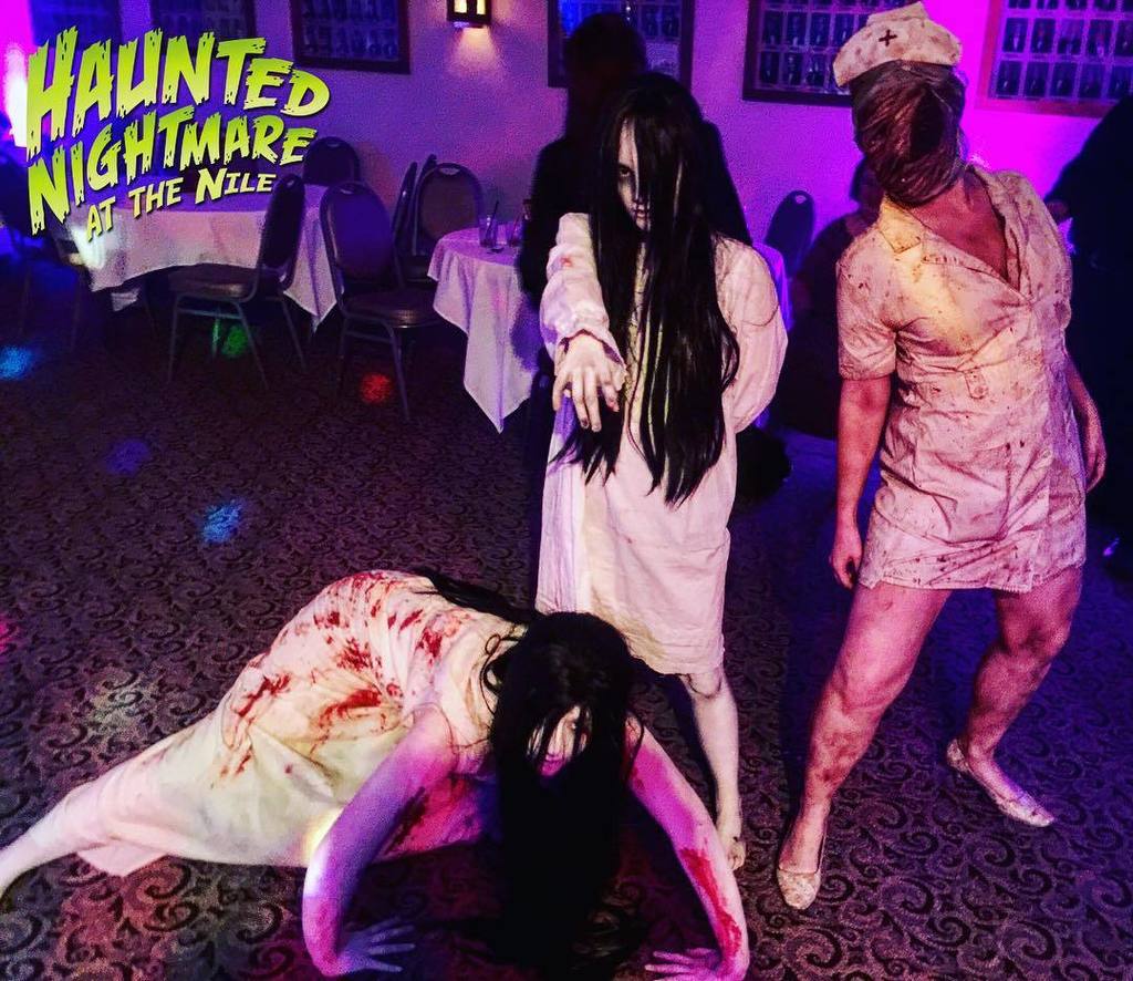 hauntnightmare's tweet photo. The party doesn't start till Kayako from "The Grudge", Sadako from "The Ring", and the Nur… https://t.co/QkMnC33w3y https://t.co/cqUXR6cqKh