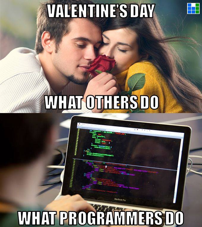 thecrazyprogrmr's tweet image. Others vs Programmers 😂😀
Tag all your programmer friends..
#programmer #valentineday
#valentineday2017 #programming
#programmers