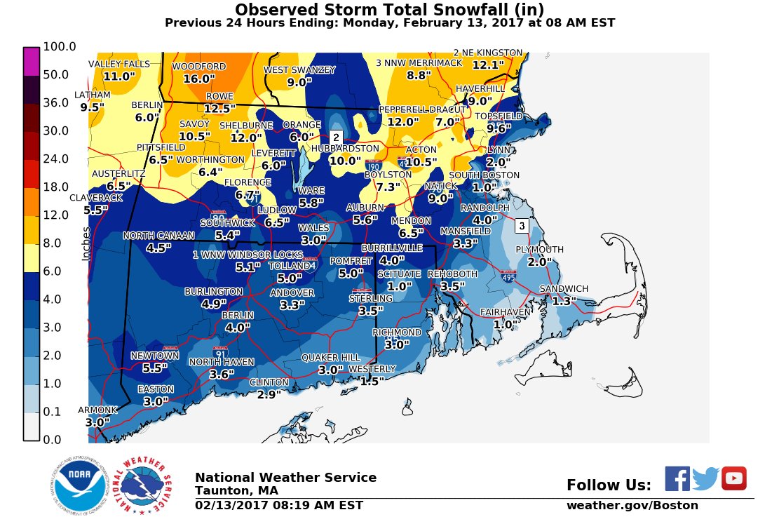 NWS Boston on Twitter &quot;[830a] Updated snowfall totals