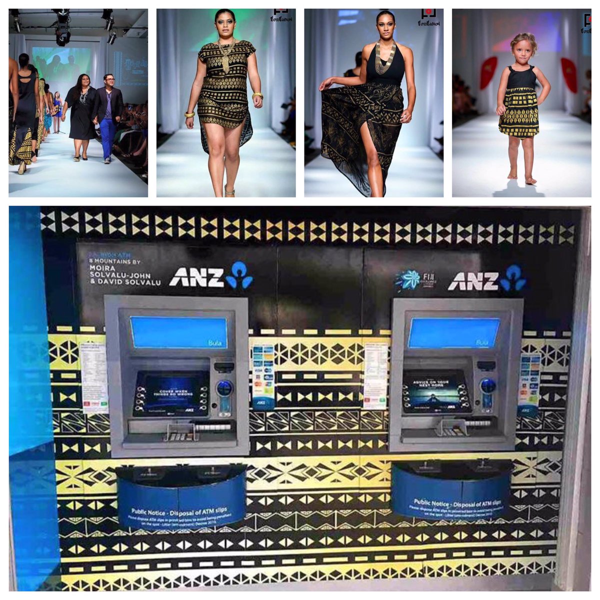 5th unveil of #ANZFashionATMs features @8Mountains ! Great work from Moira Solvalu John and David Solvalu! #ANZFETA #ANZFiji