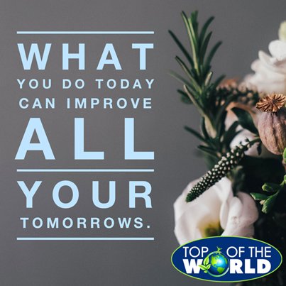 TopWorldDist's tweet image. What you do today can improve ALL your tomorrows. #motivationalmonday #toploss #monday