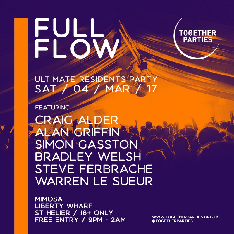 Our <a href="/fullflowlocale/">fullflowlocale</a> residents party returns Sat 4th March at <a href="/MimosaJsy/">Mimosa</a> - Free Entry #jerseyci