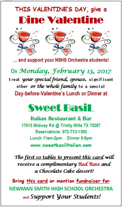 NSHSOrchestra's tweet photo. Give a Dine Valentine TODAY! https://t.co/L1y1AUIg0G