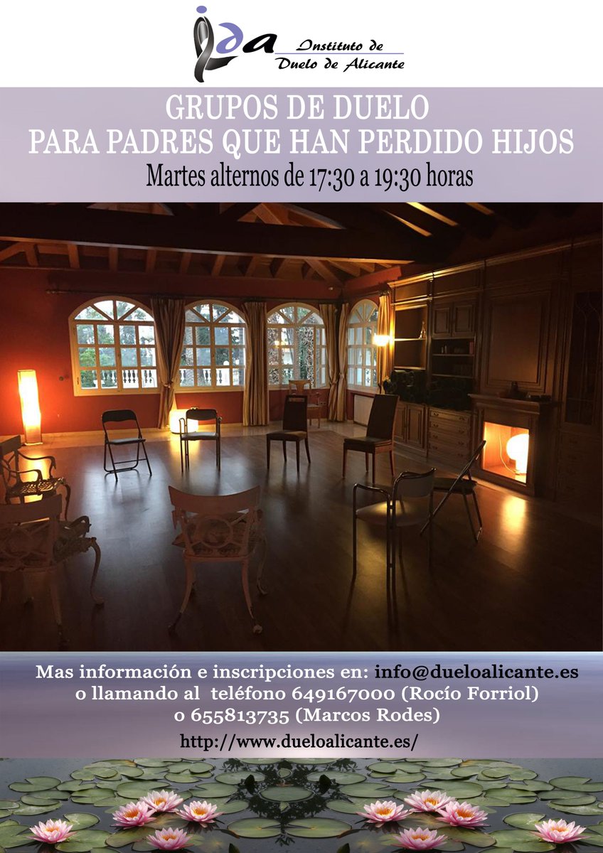 dueloalicante's tweet photo. Grupos de padres que han perdido a sus hijos. Martes alternos de 17:30 a 19:30h. https://t.co/ZVpGuOhAEf