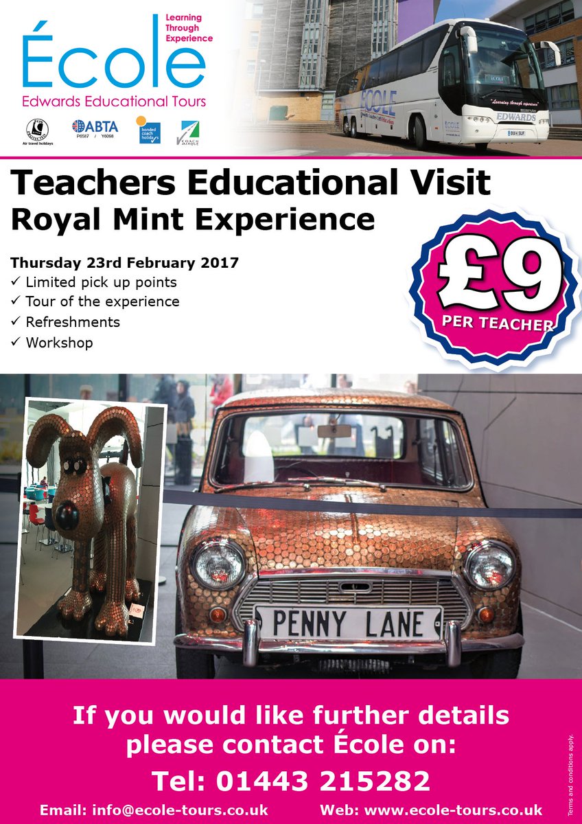 Calling #teachers We have a dedicated teachers trip to The Royal Mint Experience. #halfterm Call me :01443  218282