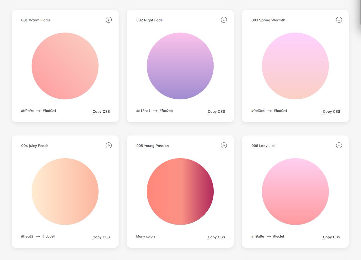 _supr's tweet photo. Might come in handy: WebGradients - a free collection of 180 linear gradients https://t.co/DGNgLpyn4r https://t.co/6jPLeN1IQd