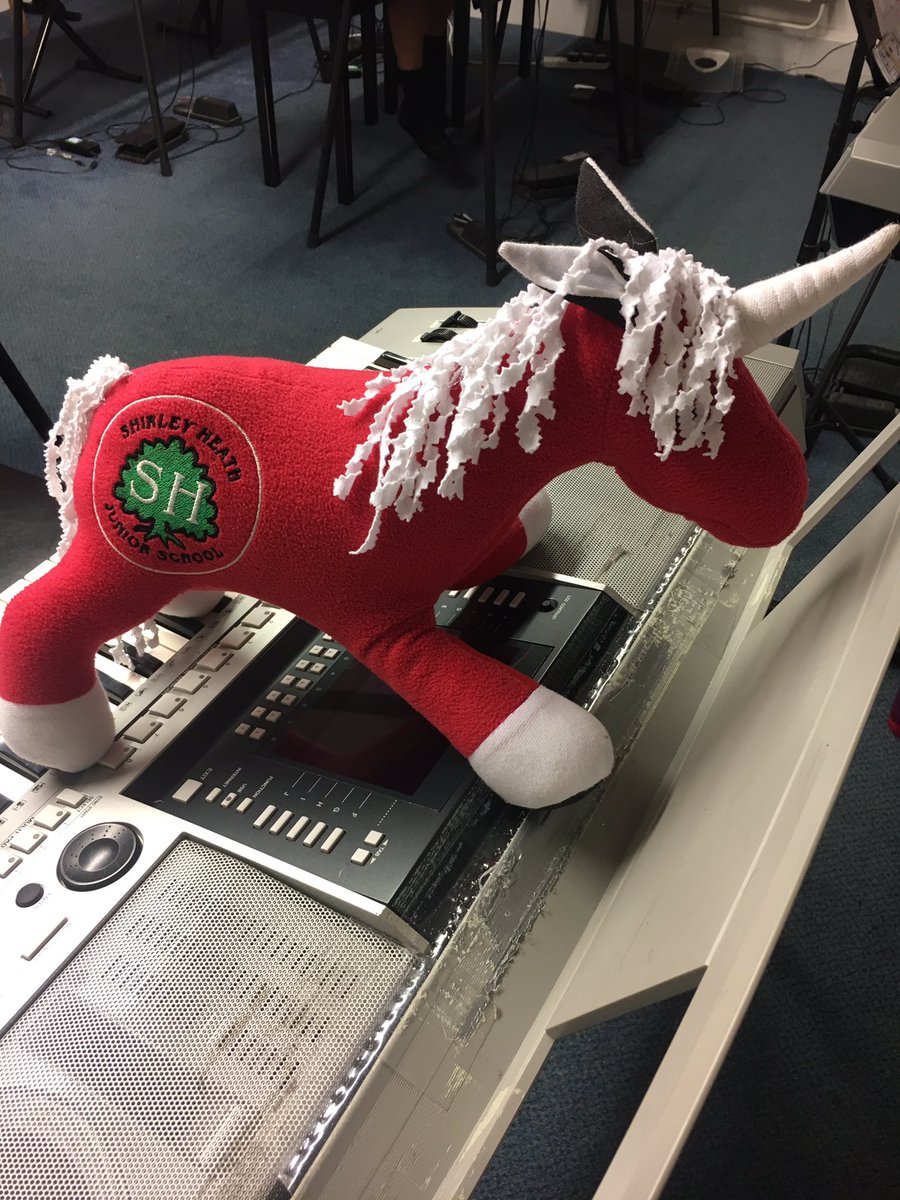 solihullmusic's tweet photo. We had a visitor to the school on Friday! Unicorns can play too 😀A big shout out to @ShirleyHeathJS school mascot! #musicforeveryone https://t.co/zca0yqyWST