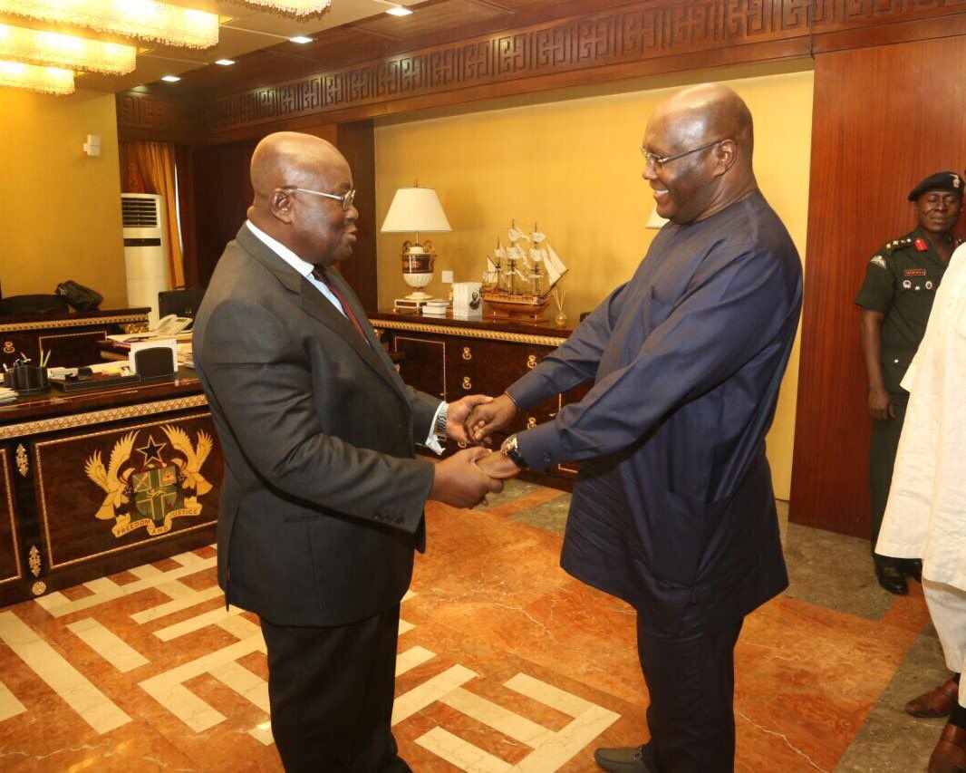 atiku's tweet photo. I had a great time meeting with President @NAkufoAddo over the weekend. A great man and friend https://t.co/J4DQF6wQzJ