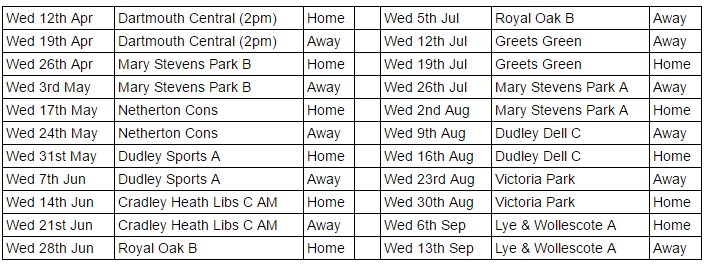 thegeorgebc's tweet photo. Dudley 'B' Seniors Fixtures
League starts on Wednesday 12th April 2017 https://t.co/glYkNcbFGU