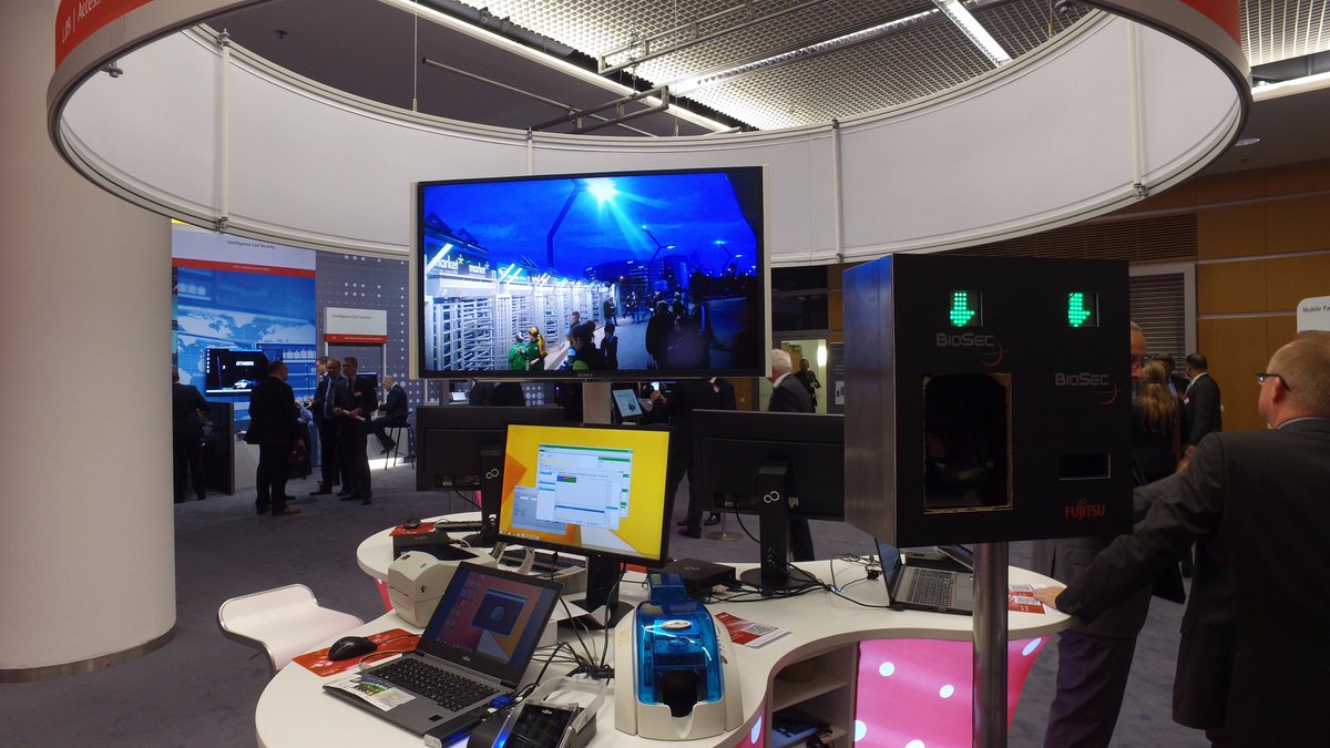 realbiosec's tweet photo. #biosec at the #Fujitsu forum with its solutions based on #PalmSecure. Focus was to show our stadium security Solution, the #StadiumGuard. https://t.co/LYNc5qszrC