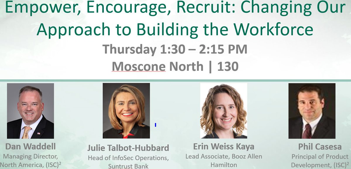 ISC2's tweet image. #RSAC attendees - reserve your seat! #ISC2 @DanWaddellCISSP on millenials &amp;amp; the workforce Thurs. 130PM Moscone N130 ow.ly/DAct308T5G4