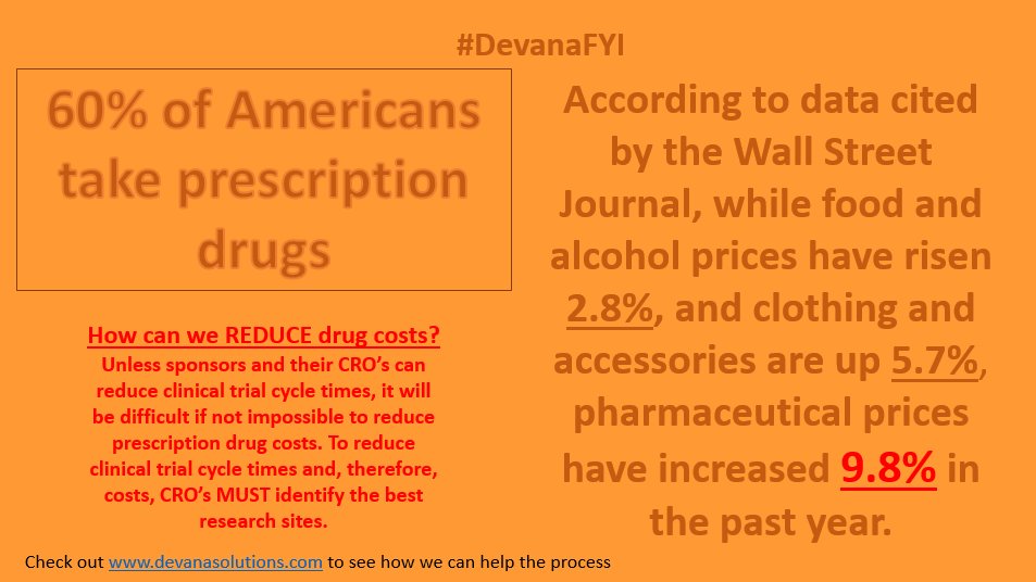 DevanaSolutions's tweet photo. 60% of Americans take prescription drugs. Wouldn't you like a solution to lowering drug costs? It all starts at the clinical research sites! https://t.co/qYZw8iLhdw
