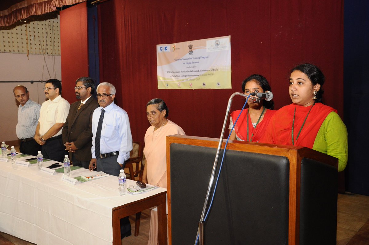 e_csc's tweet photo. Digital Financial literacy traiing to student reps at Chennai by CSC SPV.  Thnkig Stella Maris College,  NPCI &amp;  SBI for the support... https://t.co/VUp0oNoI9f