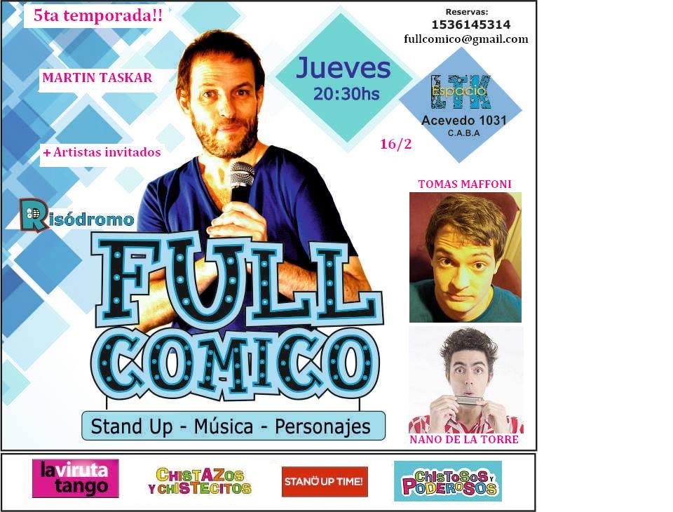 fullcomico's tweet photo. Jueves 16/2 20:30 Risódromo #fullcomico #standup 5ta temp! Acevedo 1031 CABA @TicketHoy @teatroLTK @MasStandUp @amovillacrespo @zibilia_bue https://t.co/51BYi1tnQs