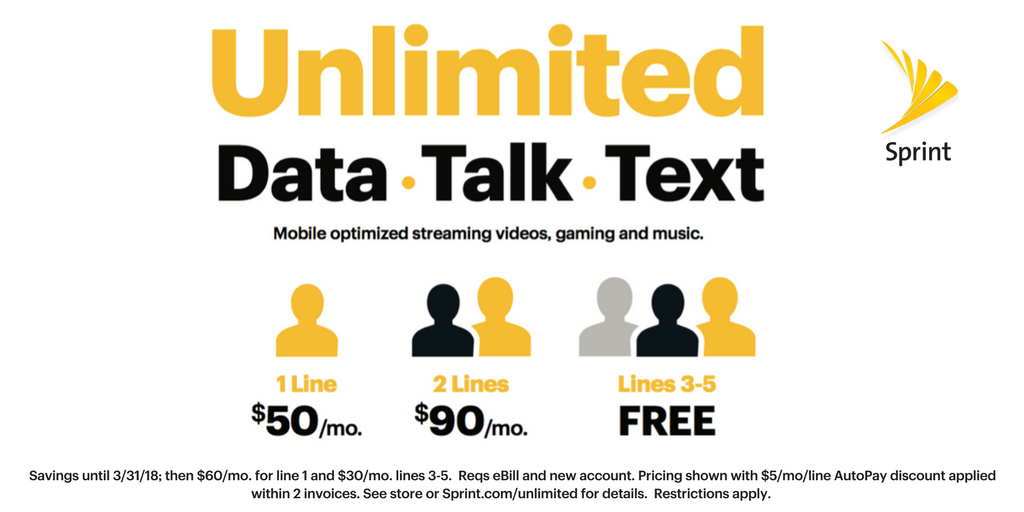 iMobileUSA's tweet photo. #SwitchtoSprint now &amp; get the whole family - FIVE LINES - #unlimited
data, talk &amp; text for $90/MO! https://t.co/FyDohb7qZe https://t.co/YM0YnhUuSG