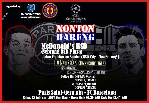PSGFCI_TANGSEL's tweet photo. [NOBAR] UCL
⚽ PSG vs FC Barcelona 
 🌆 @McDonalds BSD Plaza , Serpong Tangsel
@PSGindonesia @PSGFI_Official https://t.co/WDN6IVaoFd