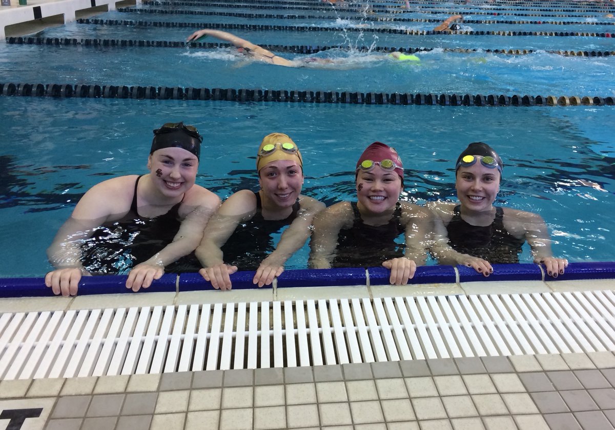BCswimming's tweet photo. NEW SCHOOL RECORD! The 200 medley relay squad of Quindlen, Covington, Lin, &amp; Kunkel smash the old mark by a full second. 1:44.46! @BCEagles https://t.co/2gsNHfNkm1