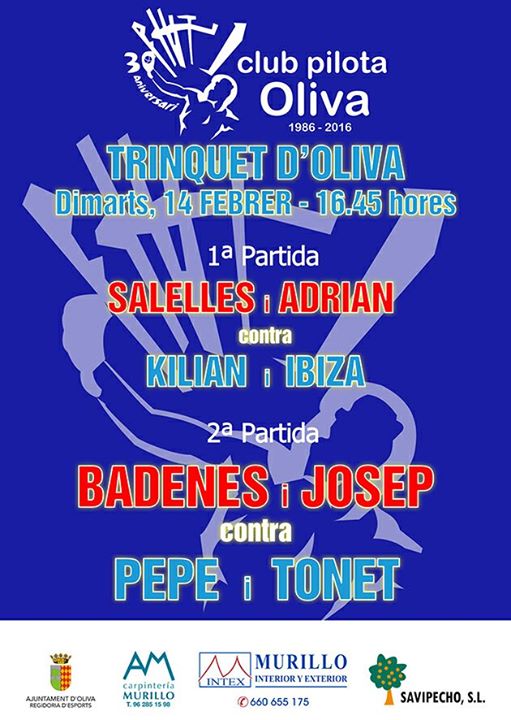 PilotaOliva's tweet photo. #14f, #PilotaValenciana a Oliva
1a, Salelles i Adrián vs Kilian i Ibiza
2a, Badenes i Josep vs Pepe i Tonet
#DimartsPartides #Raspall https://t.co/UP2nXmoLUy