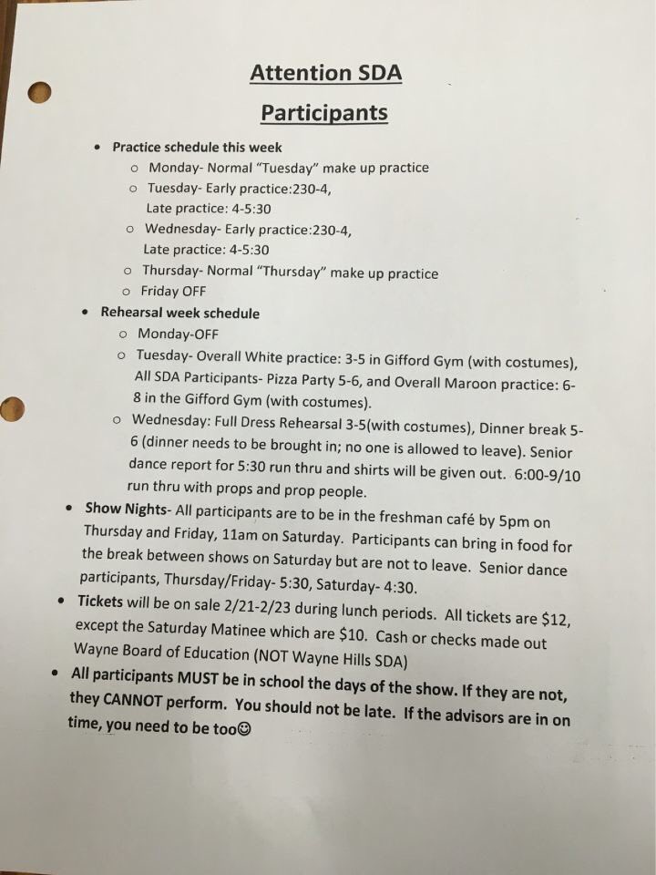 WayneHillsSDA's tweet photo. All SDA participants follow this schedule https://t.co/07Ug4wAXWM