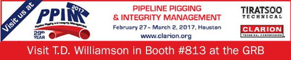 TD_Williamson's tweet photo. We can't wait for PPIM 2017, where we’ll be a presenter and a silver sponsor. Visit us at Booth 813. #PipelineServices #pigging #TDW https://t.co/rZPL3FRr7H