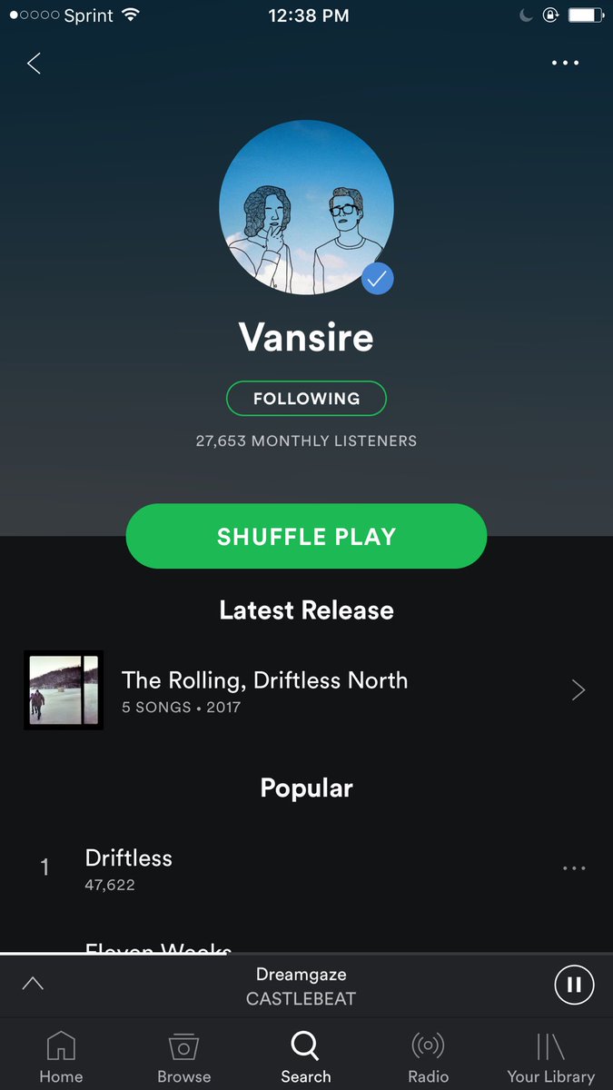 wearevansire's tweet photo. Hey -we're verified on Spotify! Blown away by all the plays, listeners and followers. Super grateful to you all for making this happen :) https://t.co/JV70CA3MJn