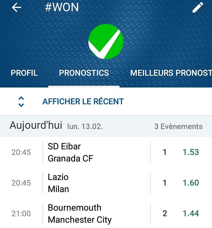 hashtag_won's tweet photo. #Pronostic #Cobiné du jour ! 
@SerieA_TIM @LaLiga @premierleague #EibarGranada #LazioMilan #Bounermouth #ManchesterCity 
#WON #Pronos #Foot https://t.co/9D1sGaVPyZ