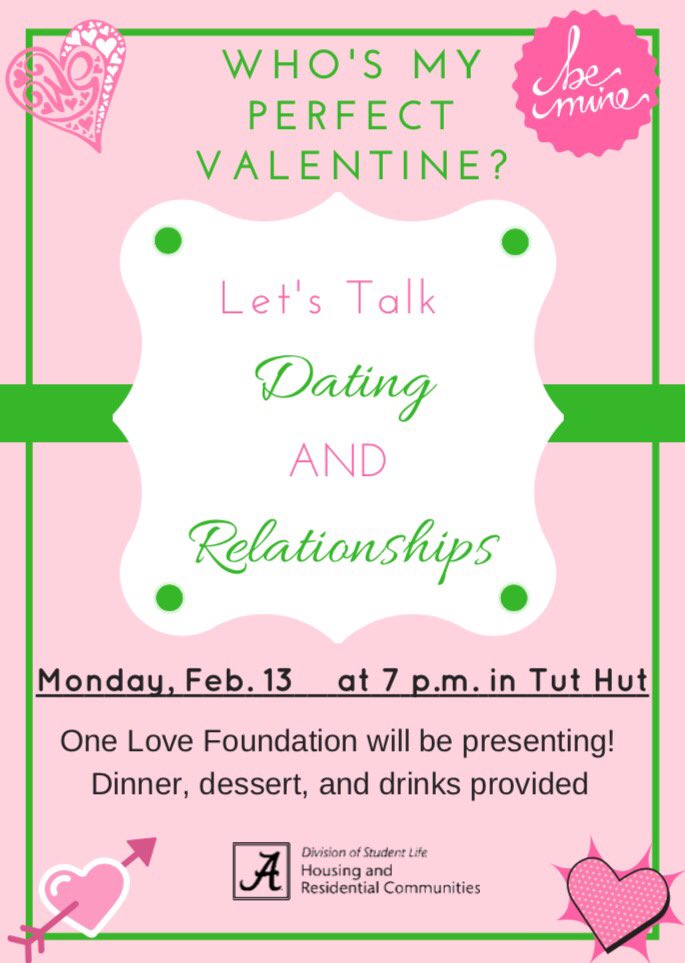 Calling all Tutwiler residents: Join us tonight as we talk about healthy relationships!
