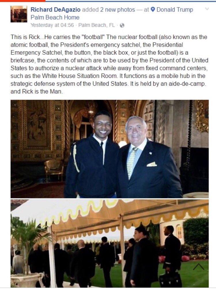 blondemommy72's tweet photo. Mar A Lago guest selfie with nuclear football. Gee I feel MUCH safer! @SenSanders @SenSchumer @SenGillibrand https://t.co/NqszaBZNeQ